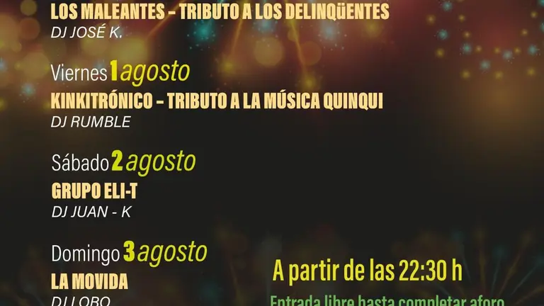 Programaci&oacute;n de la caseta de la Diputaci&oacute;n Provincial.