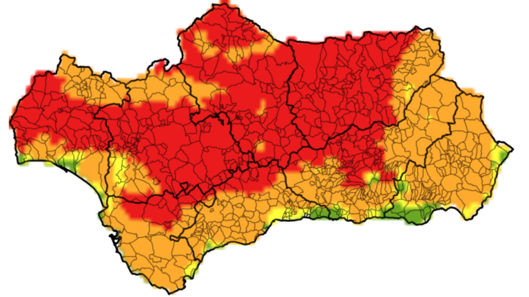 Mapa de riesgo de incendio para el domingo.