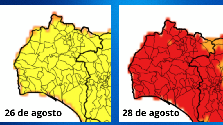 Mapa del cambio de riesgo por incendio en los pr&oacute;ximos d&iacute;as.