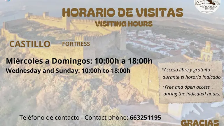 Nuevo horario de visitas al Castillo de Santa Olalla.
