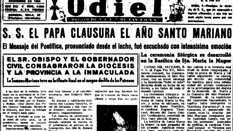 Portada del Diario Odiel del 9 de diciembre de 1954.