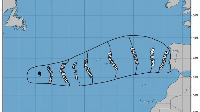 Oleaje que se espera con la llegada de Gabrielle