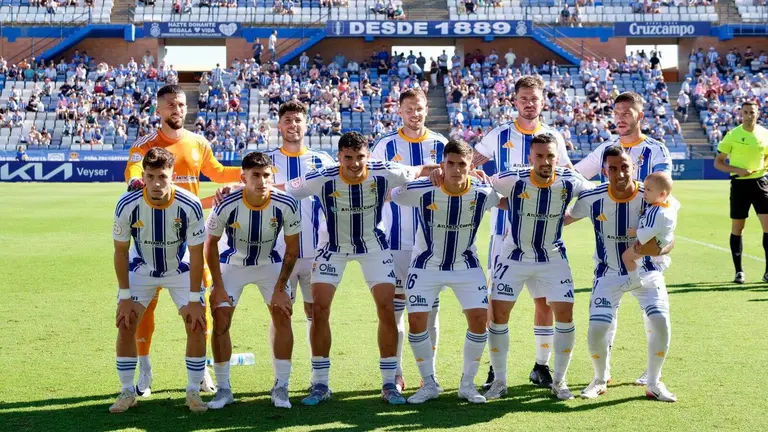 El once del Recre ante el Lorca.