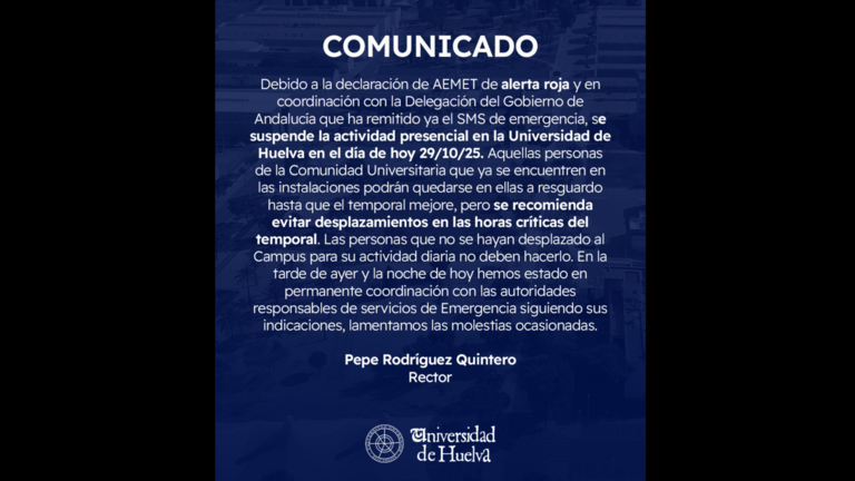 Comunicado de la Universidad de Huelva.
