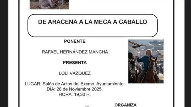 Charla de Aracena a La Meca a caballo.