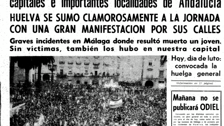 Portada del Diario 'Odiel' del d&iacute;a 6 de diciembre de 1977.