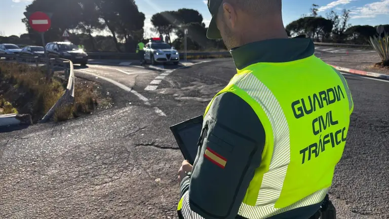 Un control de tr&aacute;fico de la Guardia Civil.