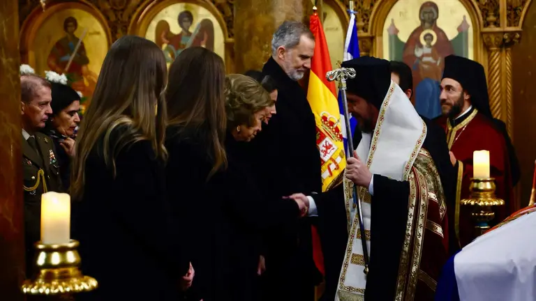 Los Reyes en el funeral de Irene de Grecia. / Fotograf&iacute;a: Casa Real.