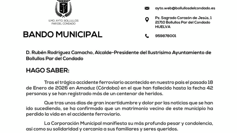 Bando oficial del Ayuntamiento de Bollullos Par del Condado.