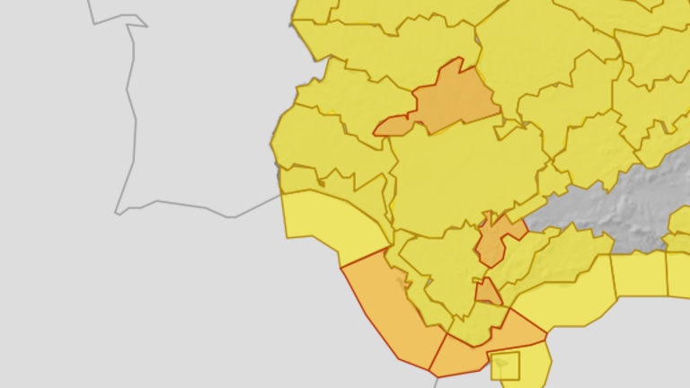 Mapa de avisos para el s&aacute;bado