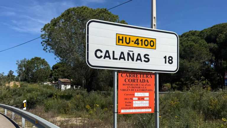 Corte de la carretera en Sotiel Coronada.