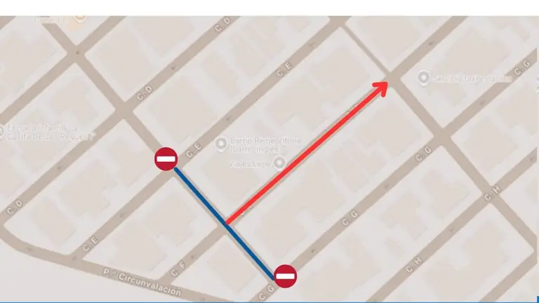 Mapa de restricciones en el Barrio Obrero.