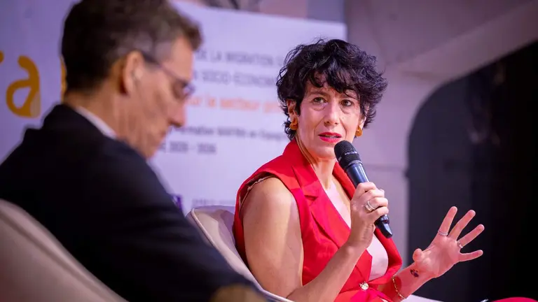 La ministra de Inclusi&oacute;n, Seguridad Social y Migraciones, Elma S&aacute;iz en el Foro de migraci&oacute;n circular