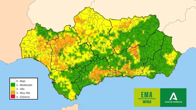 Mapa de riesgo de incendios forestales