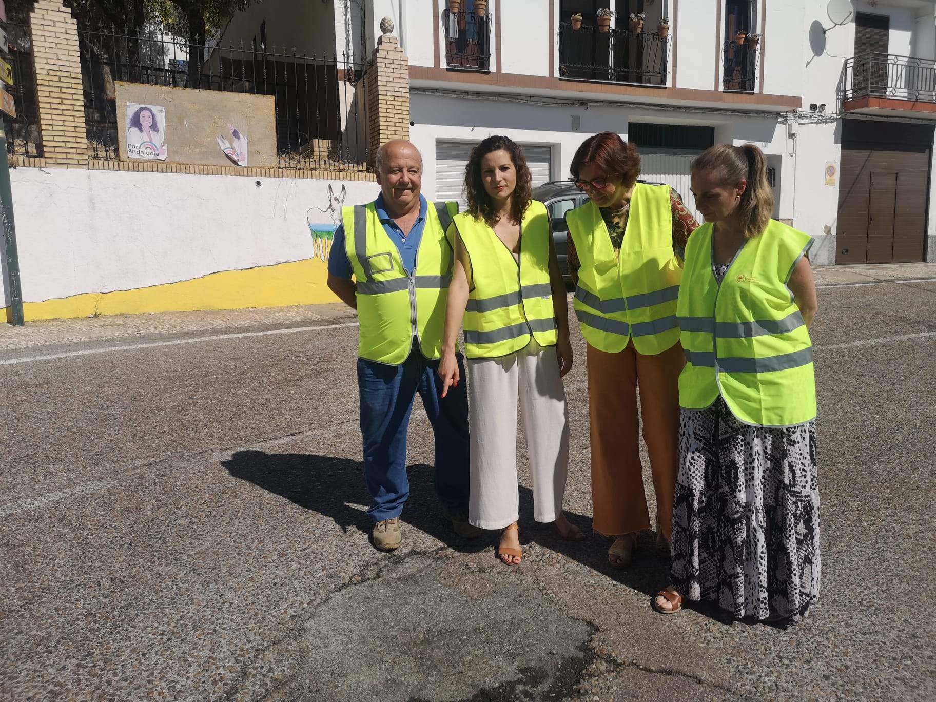 Los líderes socialistas muestran el estado de la calzada