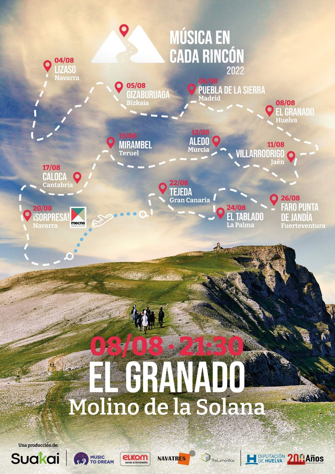 Cartel de El Granado con la función musical.