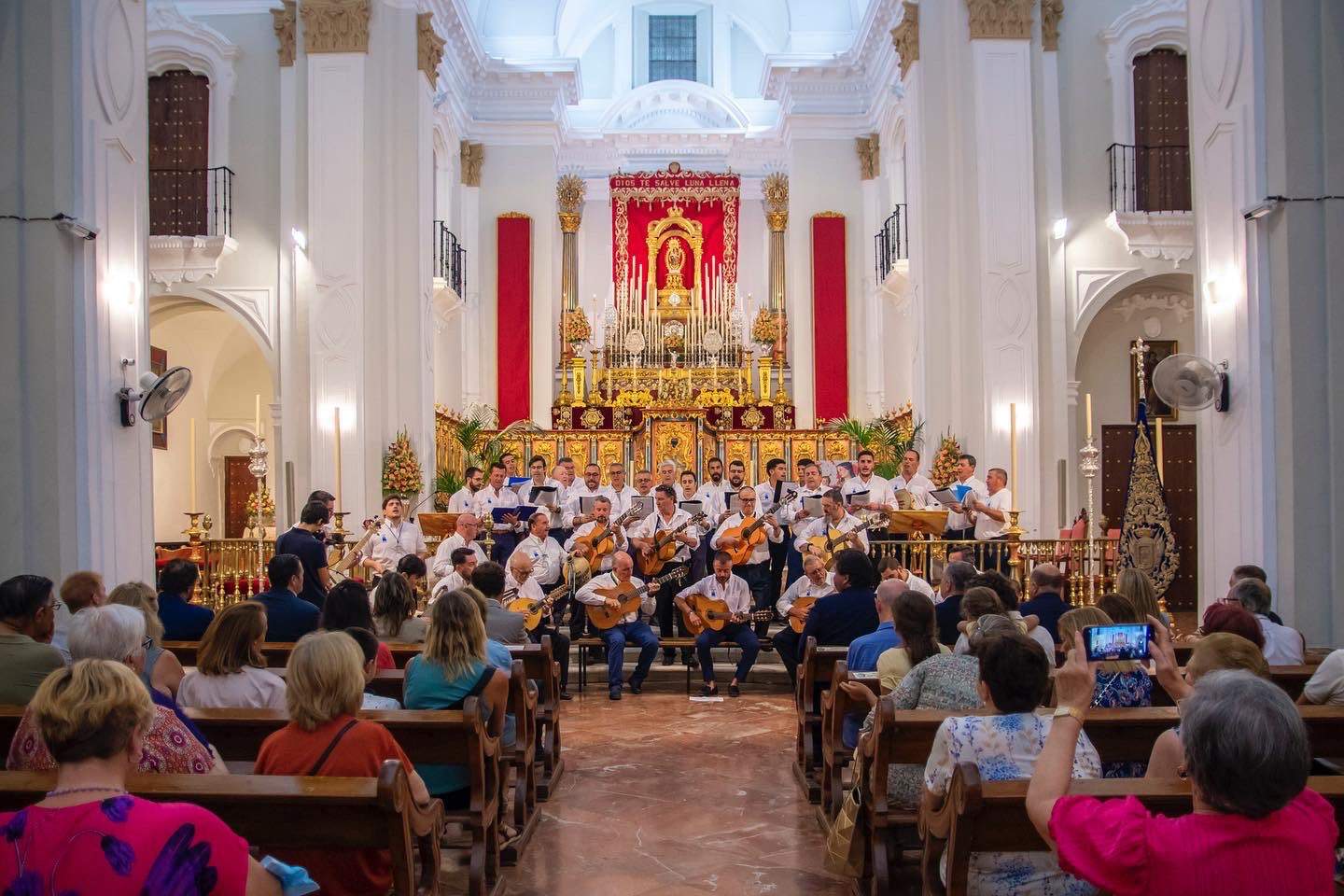 El templo onubense, durante el acto de la Patrona.