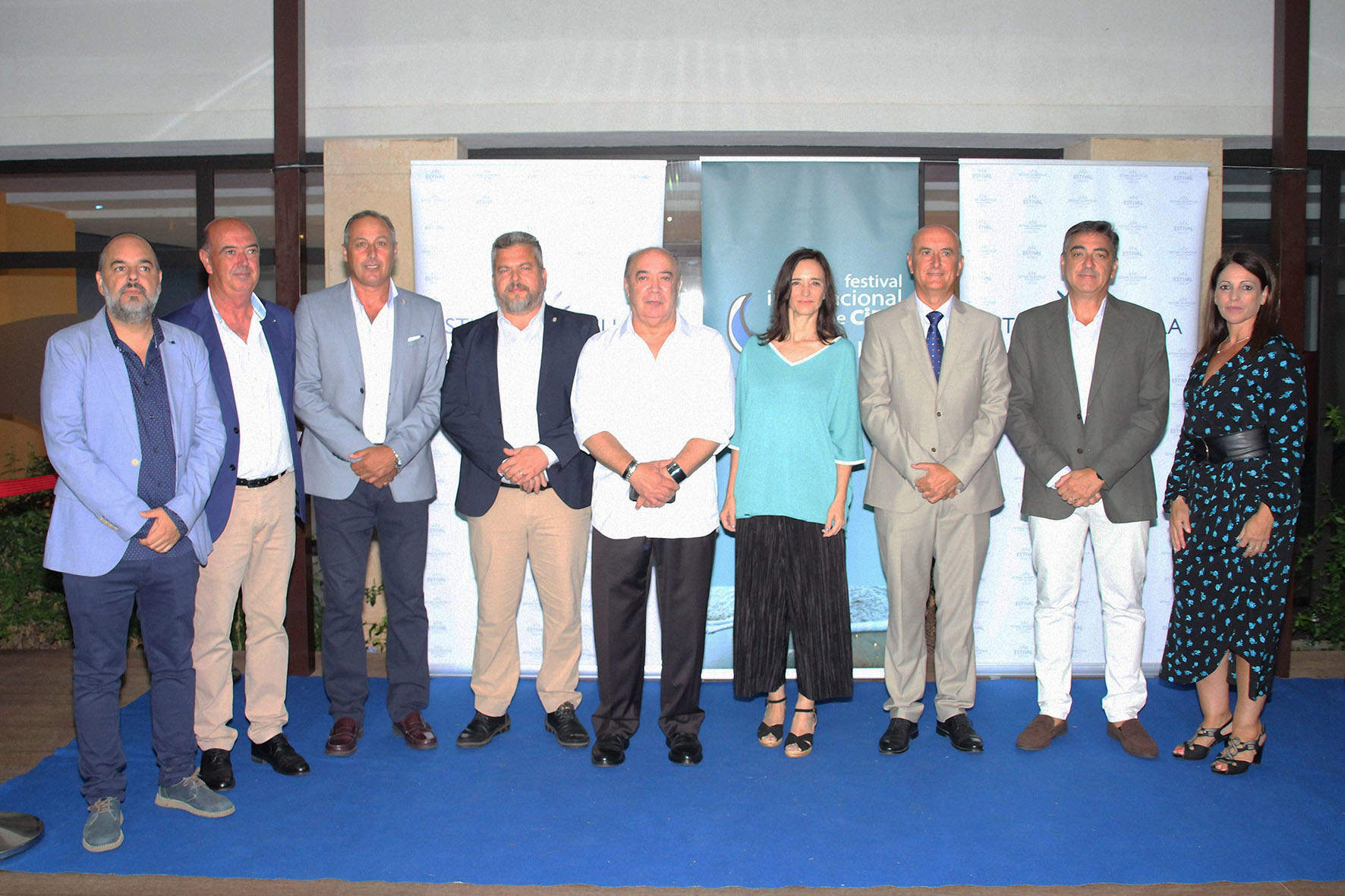 Ana Torrent, director del Festival y Equipos de Gobierno de Lepe e Isla Cristina.