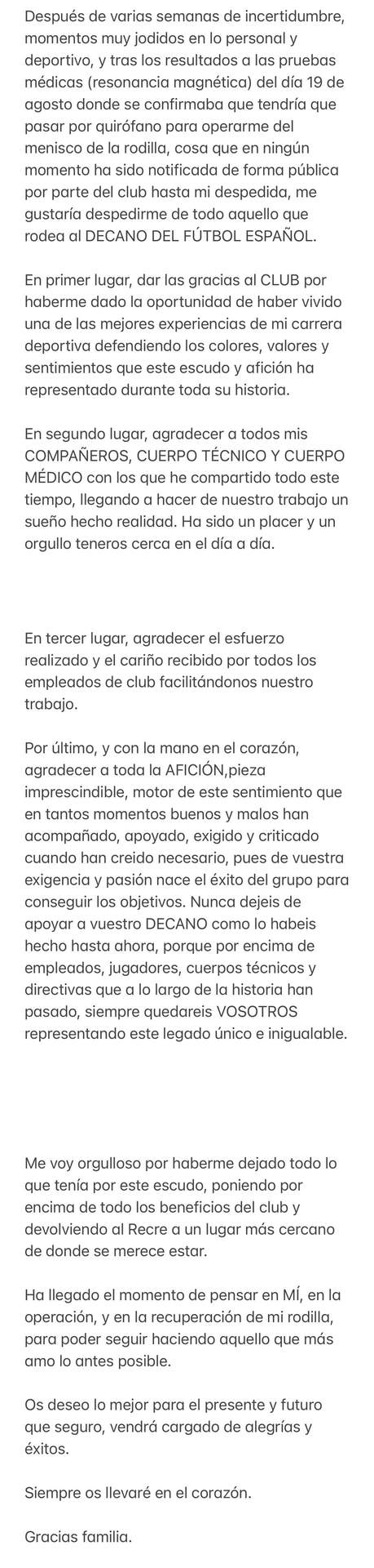 La despedida de Álex Moreno.