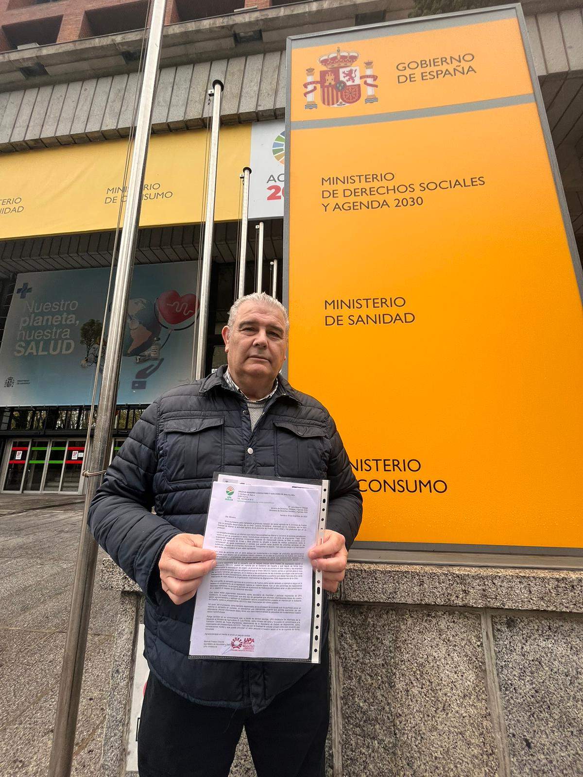 Manuel Piedra, secretario general de UPA Huelva, en el Ministerio esta mañana