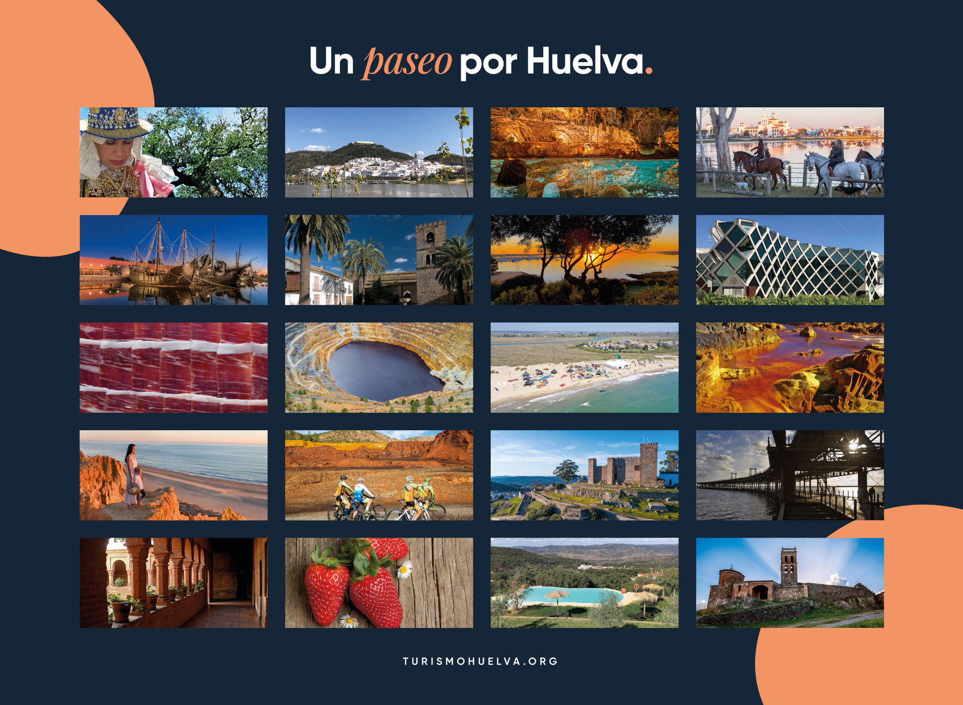 Collage con la oferta de Huelva en Fitur