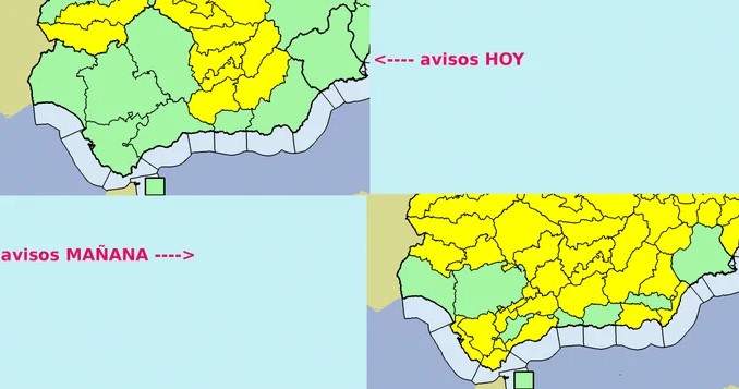 Mapa de avisos de AEMET