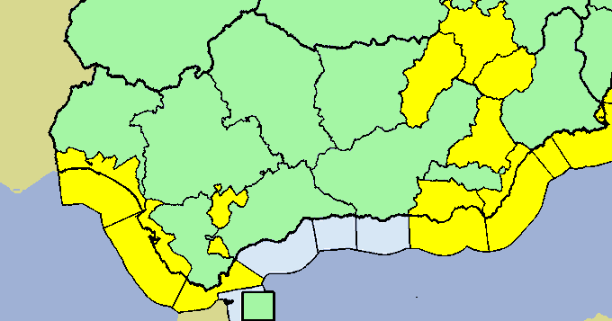 Avisos amarillos en el litoral de Huelva por la llegada de Irene