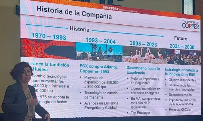Macarena Gutiérrez, directora general de Atlantic Copper, en la presentación del balance