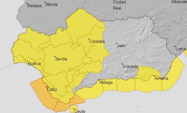 Mapa de avisos de Aemet