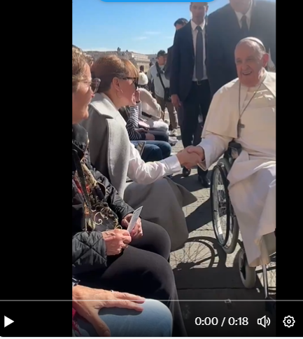 Captura de pantalla del encuentro del Papa con las feligresas onubenses
