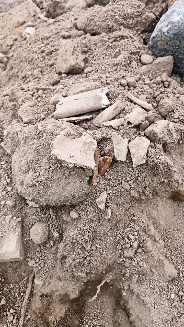 Trozo de craneo, fragmentos de femur.