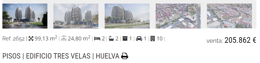 Captura de pantalla de la venta de estos pisos en un portal inmobiliario