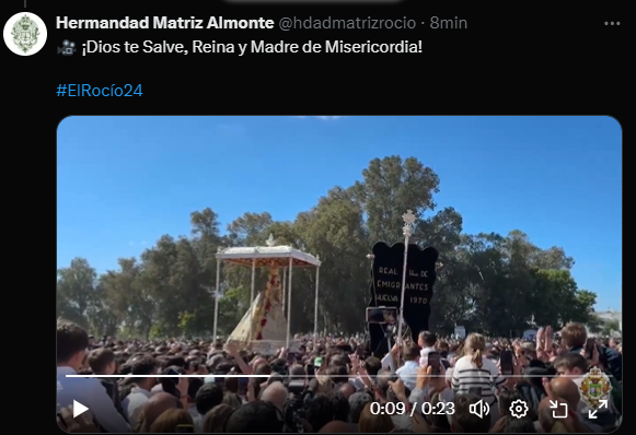 La Hermandad Matriz comparte en redes el momento cumbre para Emigrantes de Huelva