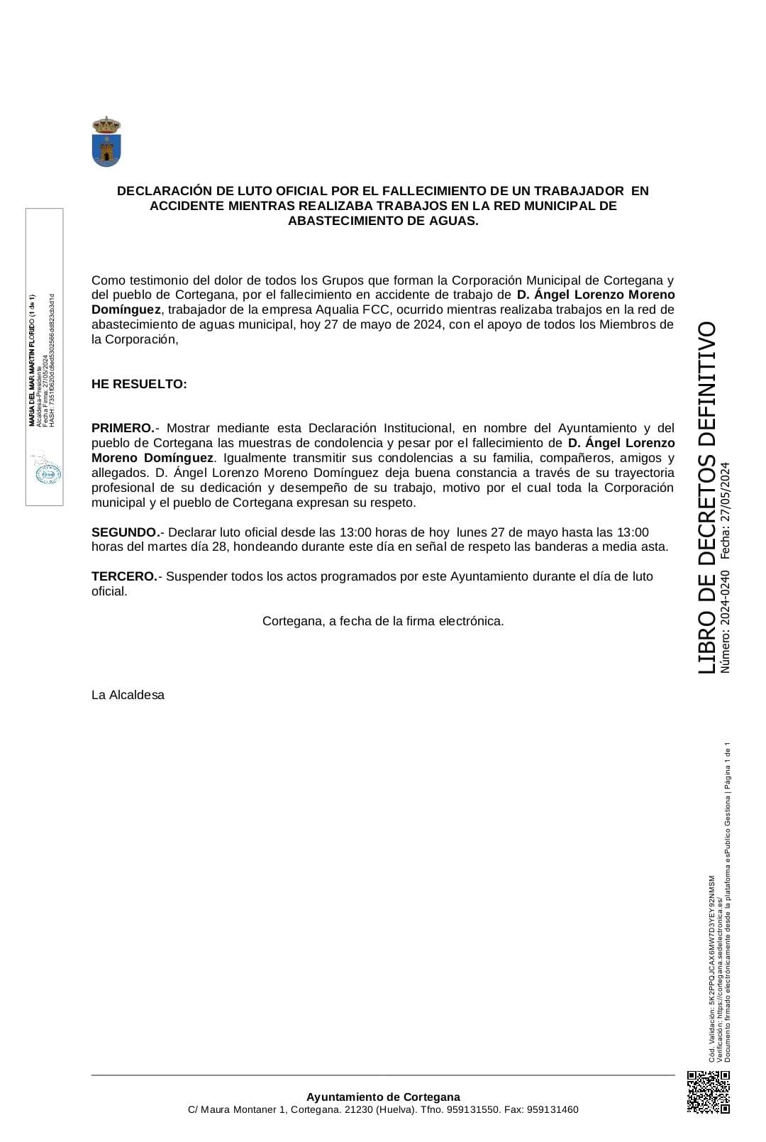 Declaración de luto oficial