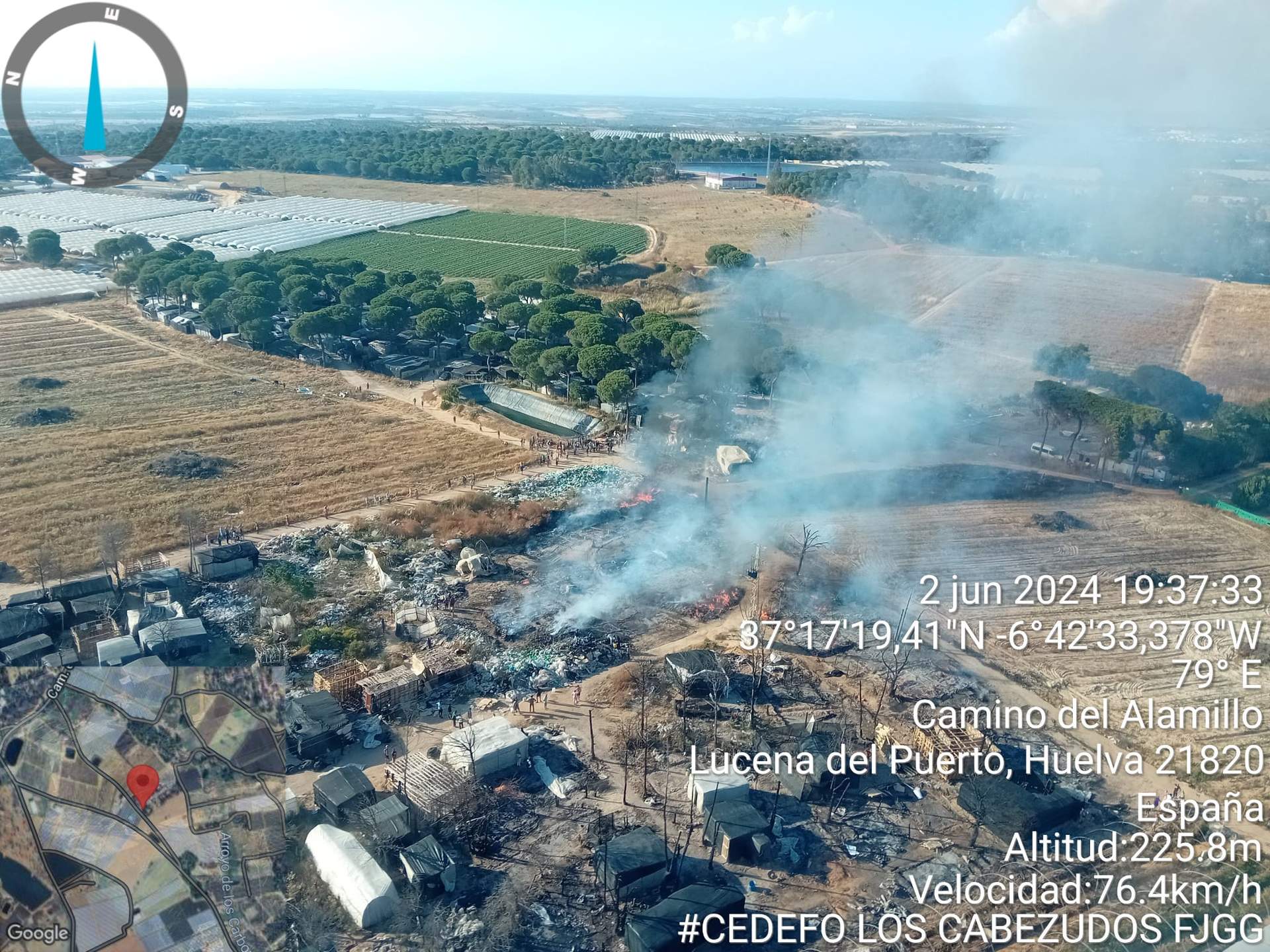 Vista aérea de la zona del incendio