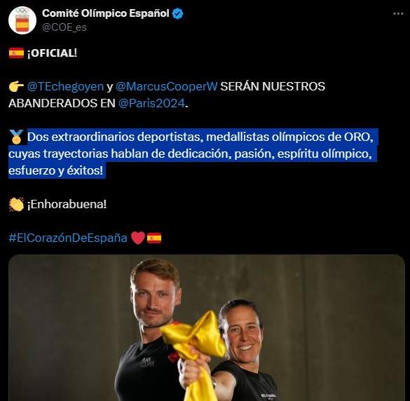 Captura de pantalla del anuncio del COE