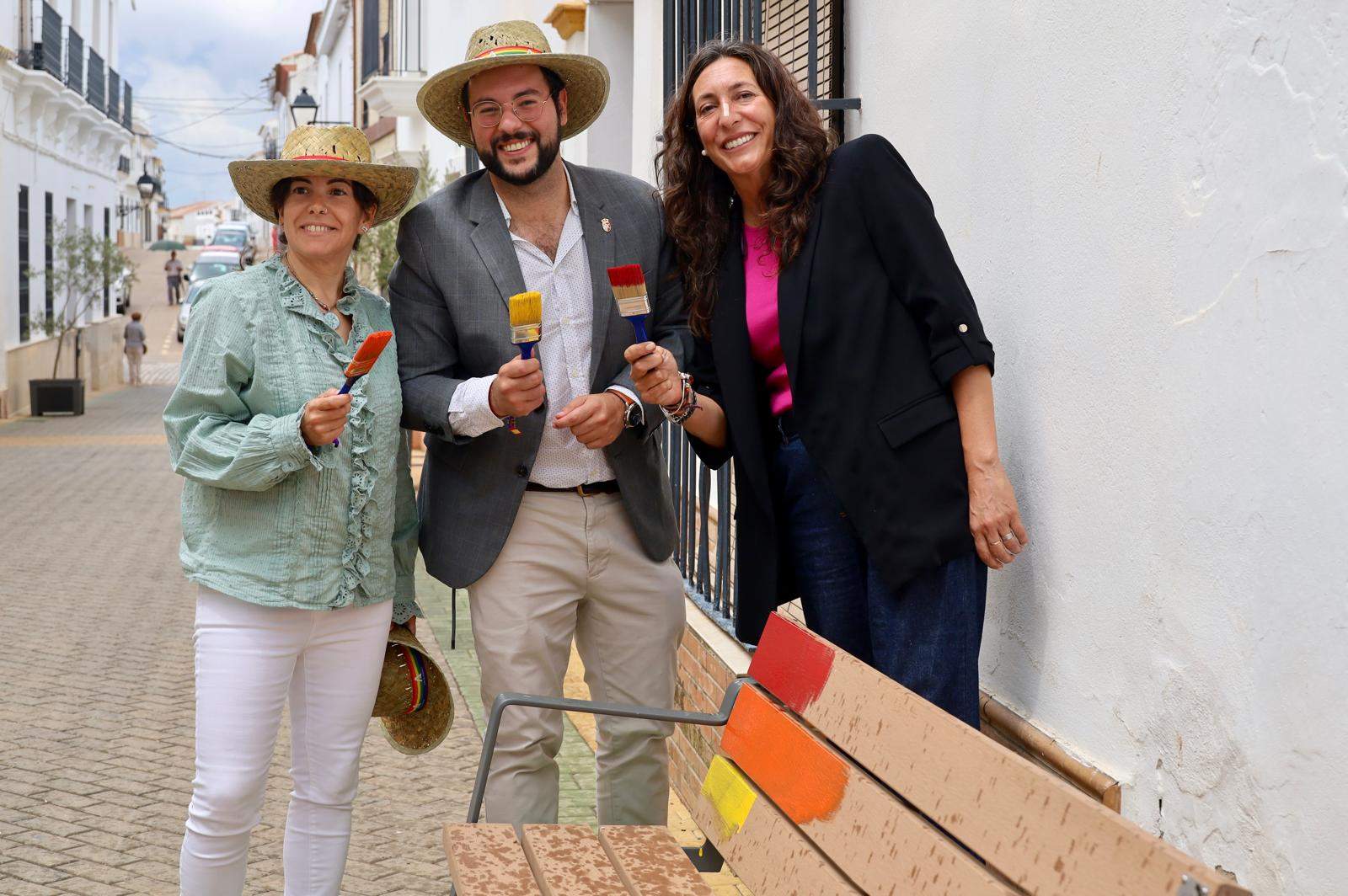 Pintado de banco bandera LGTBI