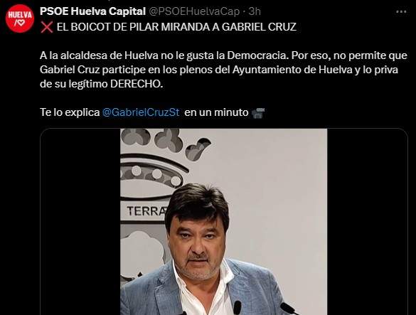Captura de pantalla con la explicación del ex alcalde Gabriel Cruz