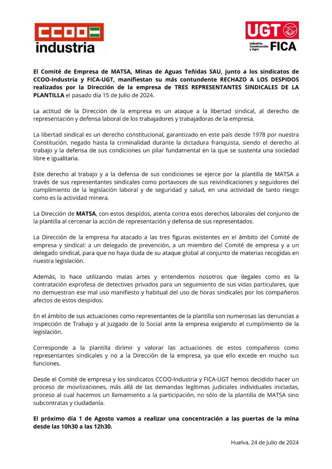 Comunicado sindical