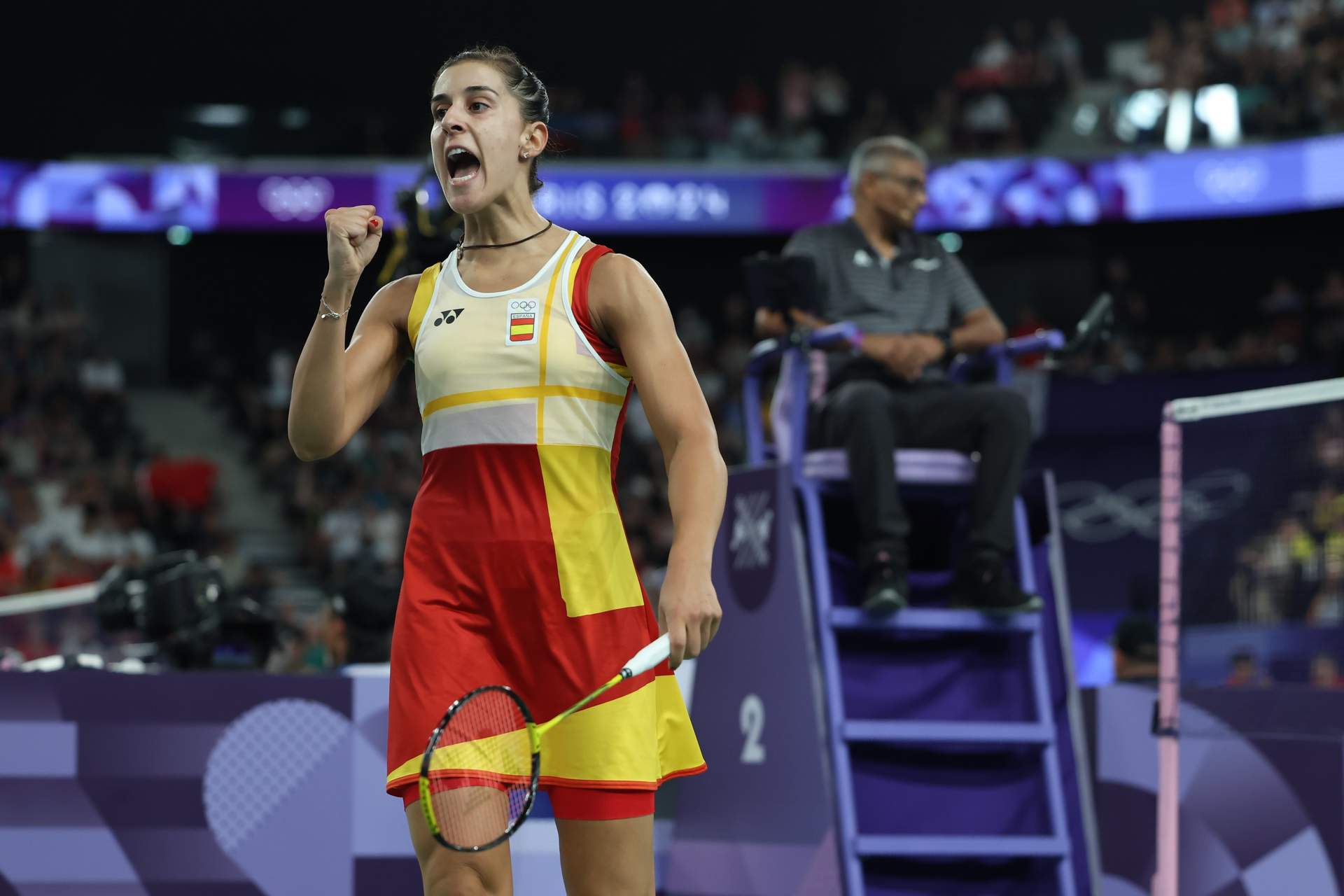 Carolina Marín tras forzar el desempate.