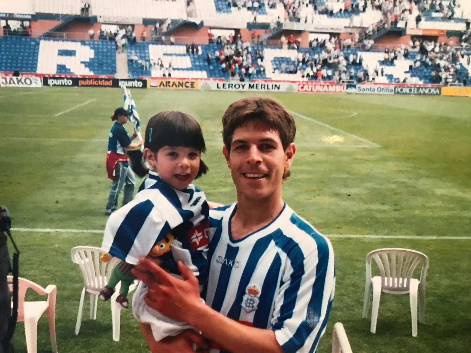 En el Nuevo Colombino hace 21 años con su hija Sonia