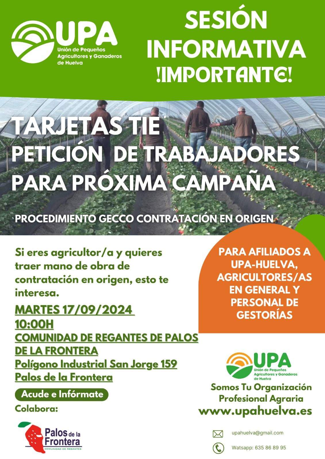Las asociaciones agrarias ya están informando a sus integrantes de este proceso en curso, esencial para la economía de Huelva