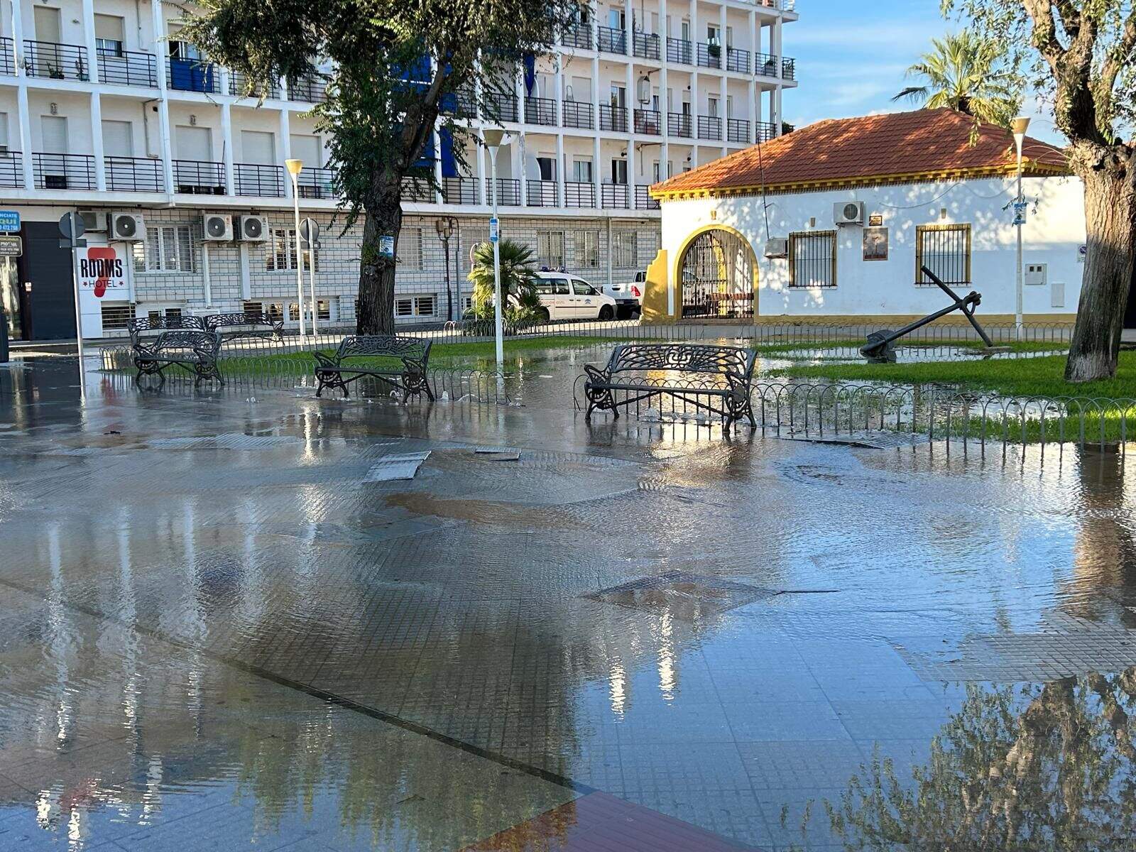 Zona del antiguo Ayuntamiento inundada