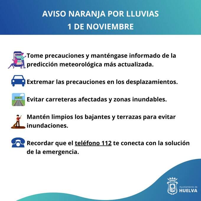 Aviso del Ayuntamiento de Huelva a mediodía del 31 de octubre
