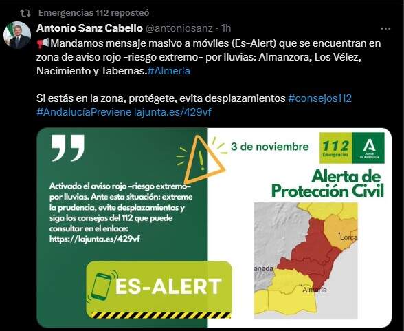 Mensaje de alerta enviado por Antonio Sanz