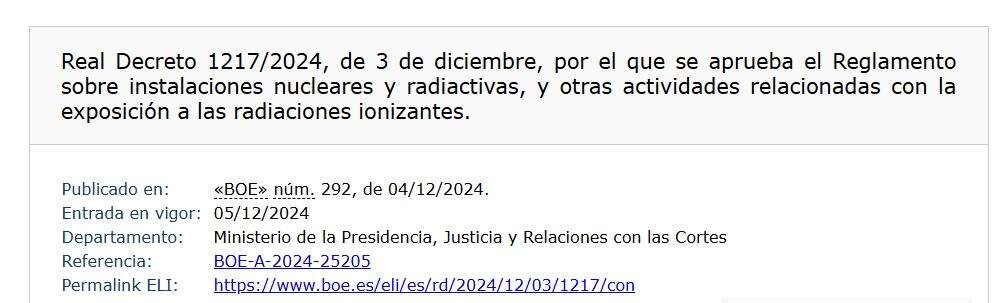 Captura de pantalla del Real Decreto