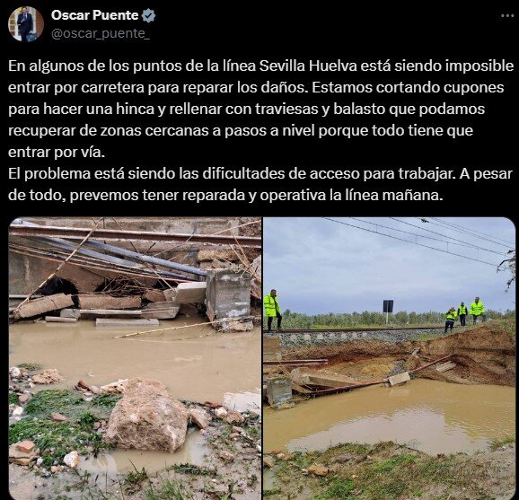 Captura de pantalla desde el perfil del ministro Oscar Puente