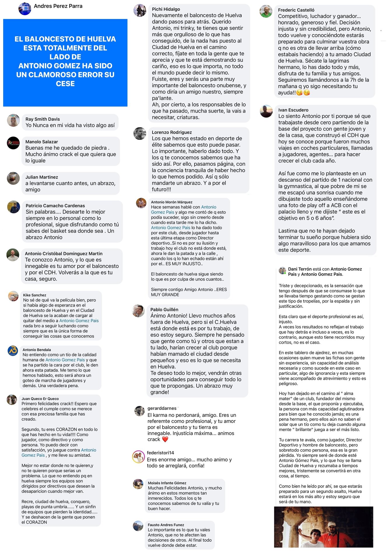 El caudal de apoyos recibidos por Antonio Gómez.