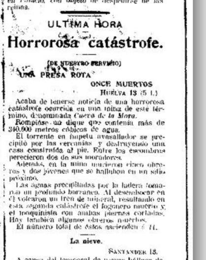 La noticia en la prensa de la época