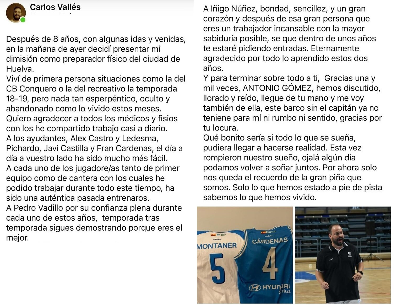 La despedida de Carlos Vallés.